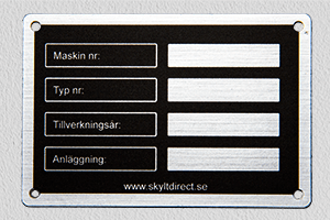 Typeskilt, hardplast