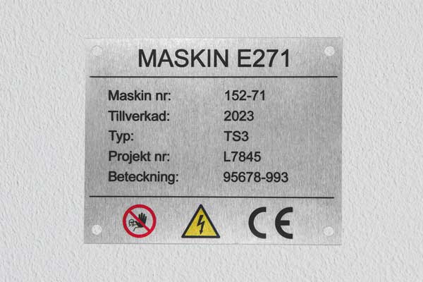 Maskinskilt anodisert aluminium
