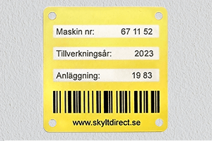 Typeskilt, printet aluminium